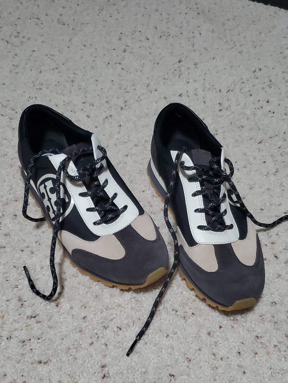 Tory Burch Women's Black, Gray and Cream Colorblock Tennis Shoes